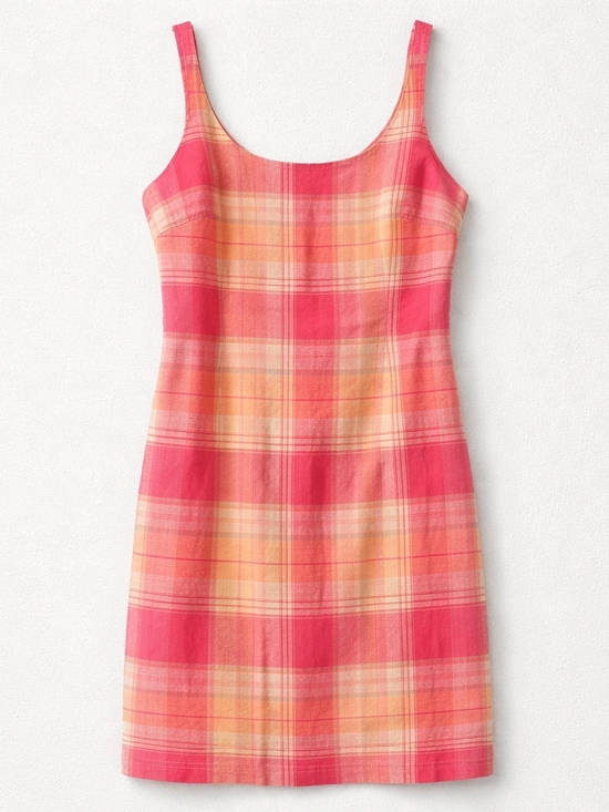 Jones New York Dresses & Skirts - Jones New York 100% Linen Plaid Shift Dress Pink Peach Size 10